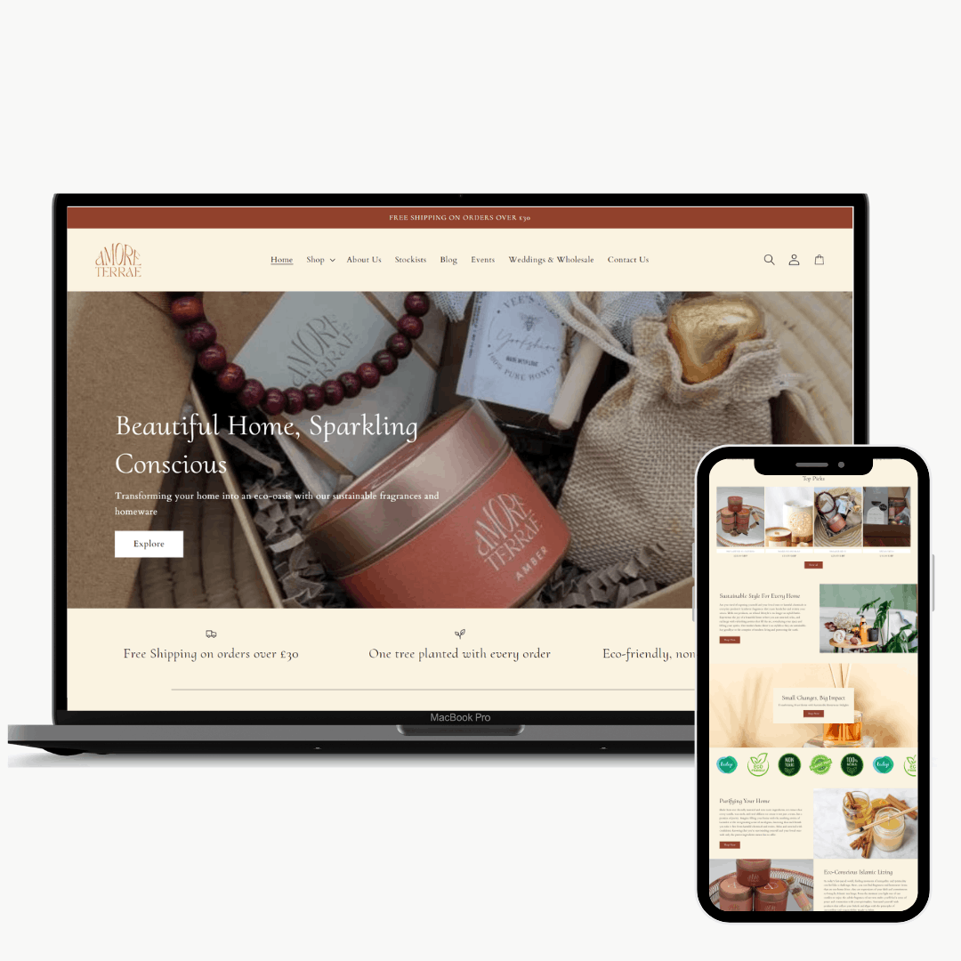 eco-conscious gifting and hampers web design desktop and mobile